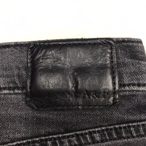 ABERCROMBIE & FITCH Langdon Jean Men 31x30 Black Slim Stretch Distressed Y2K - Picture 11 of 14